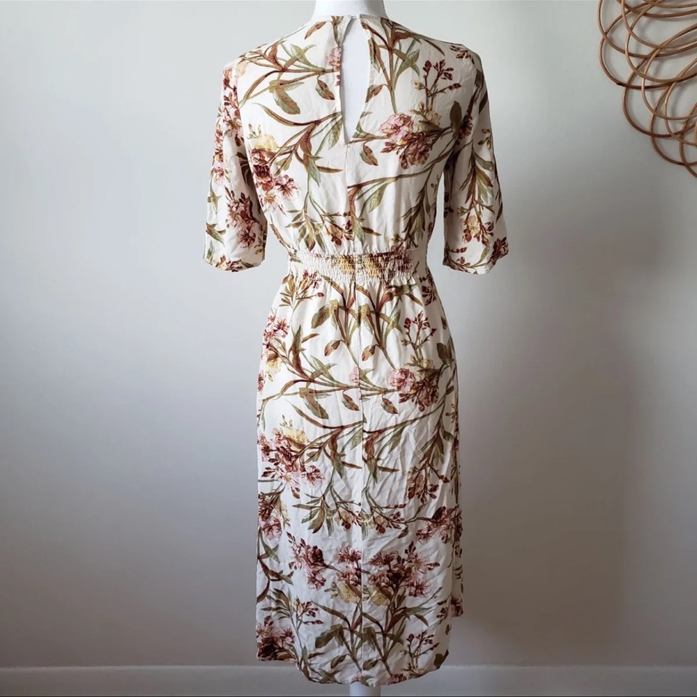 H&M Zara Mango Midi Floral Dress Summer Short 3/4 Sleeve - Picture 9 of 12